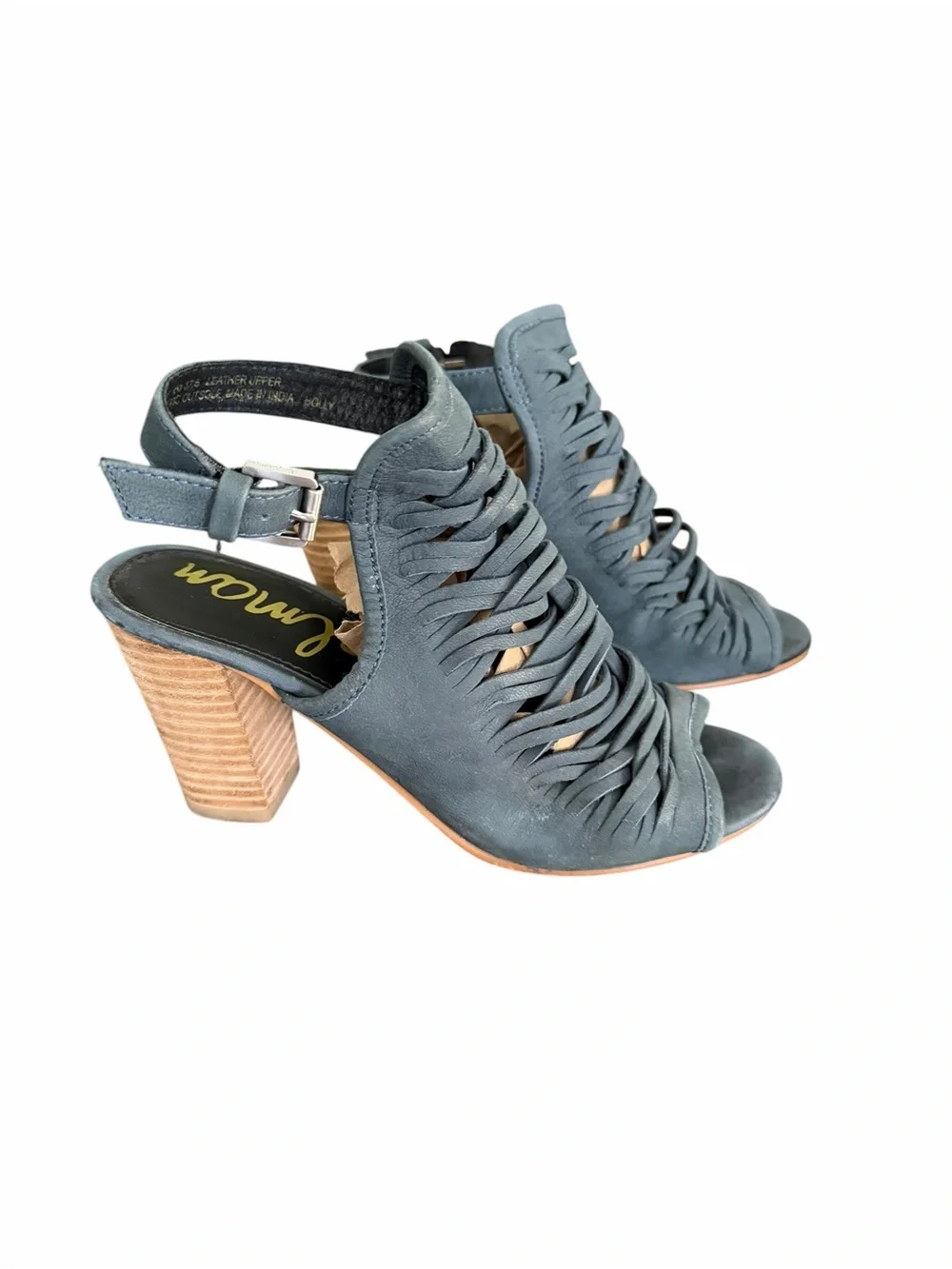 Sam Edelman Braided Open-Toe Slingback Heels — Navy Blue